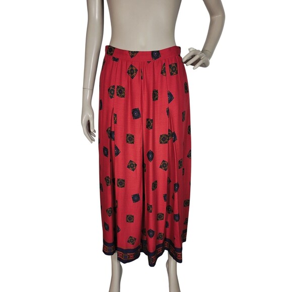 VTG 90s Liz Claiborne Medallion Print High Shoulder Skirt Blouse Belt Size 10 - Picture 11 of 13